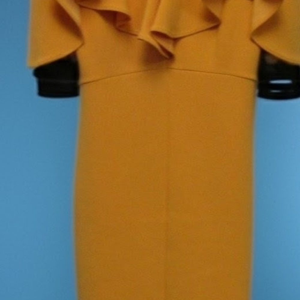 RACHEL Rachel Roy One-Shoulder Ruffle Sheath Dress in Mustard